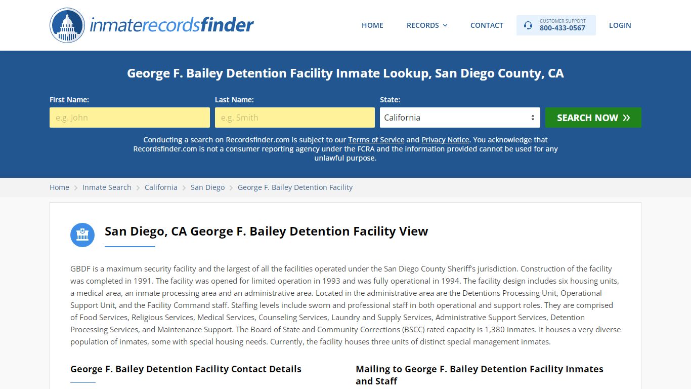 George F. Bailey Detention Facility Roster & Inmate Search ...