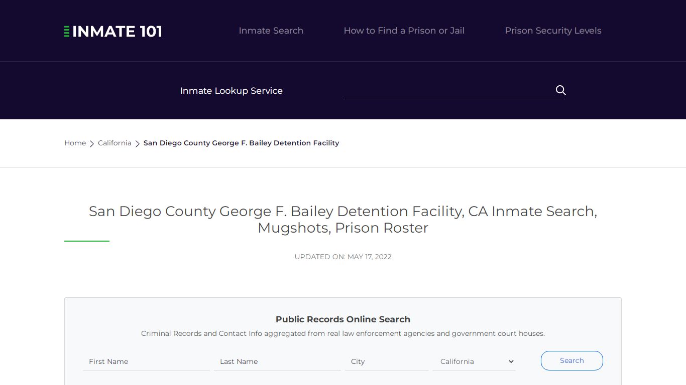 San Diego County George F. Bailey Detention Facility, CA ...