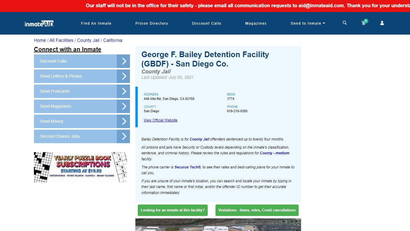 George F. Bailey Detention Facility (GBDF) - San Diego Co ...